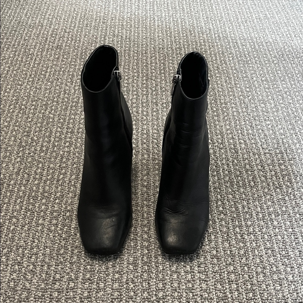 Marc Fisher Sleek Black Leather Ankle Booties